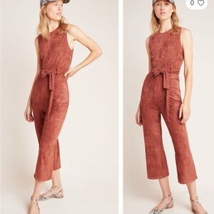 Anthropologie Suede Jumpsuit in Chestnut